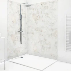 99Deco Lot de 2 panneaux de douche en aluminium (90x220 & 120x220 cm) + profilés blanc - New Trashwall - Marron