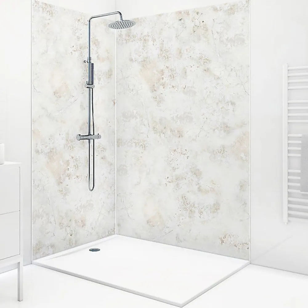 99Deco Lot de 2 panneaux de douche en aluminium (90x220 & 120x220 cm) + profilés blanc - New Trashwall - Marron