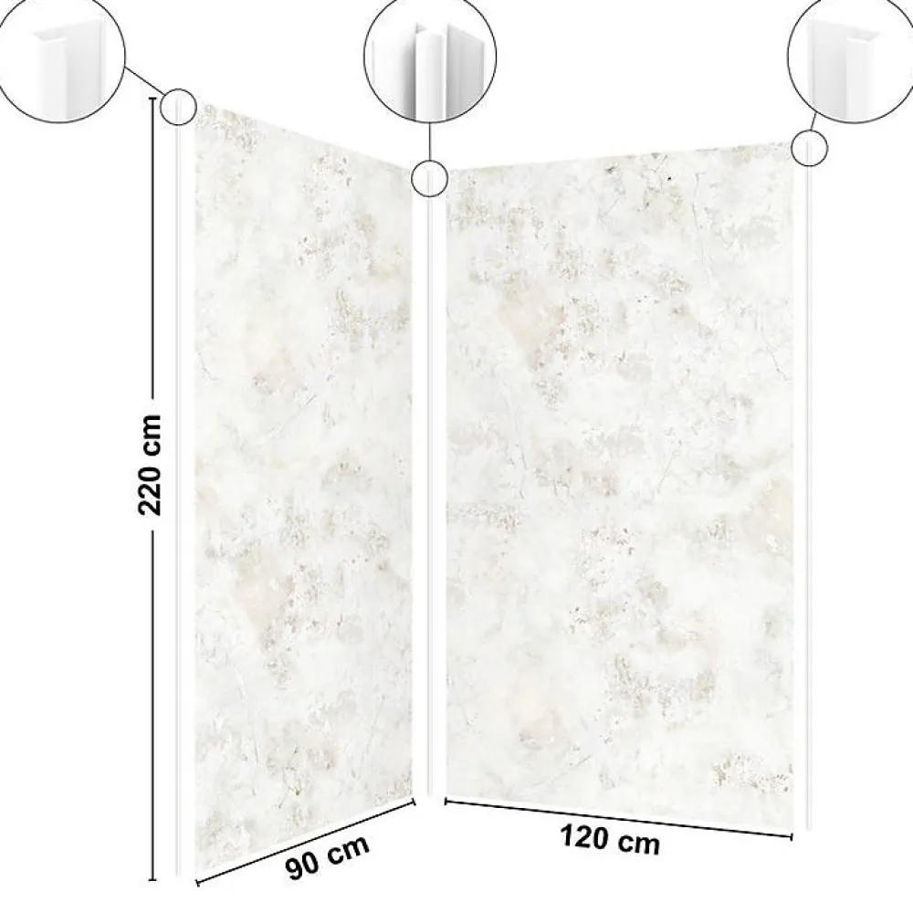 99Deco Lot de 2 panneaux de douche en aluminium (90x220 & 120x220 cm) + profilés blanc - New Trashwall - Marron