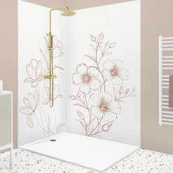 99Deco Lot de 2 panneaux de douche en aluminium (90x220 & 120x220 cm) + profilés blanc - Charme - Blanc