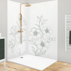 99Deco Lot de 2 panneaux de douche en PVC (90x220 & 120x220 cm) + profilés blanc - Charme - Vert