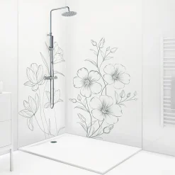99Deco Lot de 2 panneaux de douche en PVC (90x220 & 120x220 cm) + profilés blanc - Charme - Vert