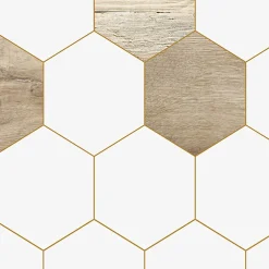 99Deco Lot de 2 panneaux de douche en aluminium (90x220 & 120x220 cm) + profilés blanc - Hexa Bois - Marron