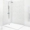99Deco Lot de 2 panneaux de douche en aluminium (90x220 & 120x220 cm) + profilés blanc - Terrazzo Mineral - Multicolore