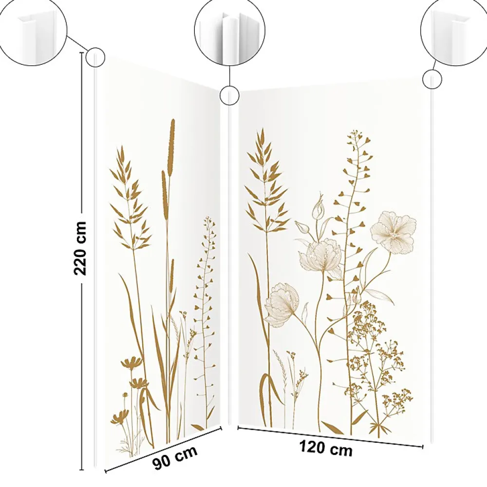 99Deco Lot de 2 panneaux de douche en aluminium (90x220 & 120x220 cm) + profilés blanc - Vegetalist - Vert