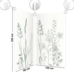99Deco Lot de 2 panneaux de douche en aluminium (90x220 & 120x220 cm) + profilés blanc - Vegetalist - Vert