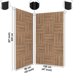 Panneau Mural De Salle De Bains|99Deco Lot de 2 panneaux de douche en aluminium (90x220 & 120x220 cm) + profilés noir - Wabi Sabi - Marron et nor