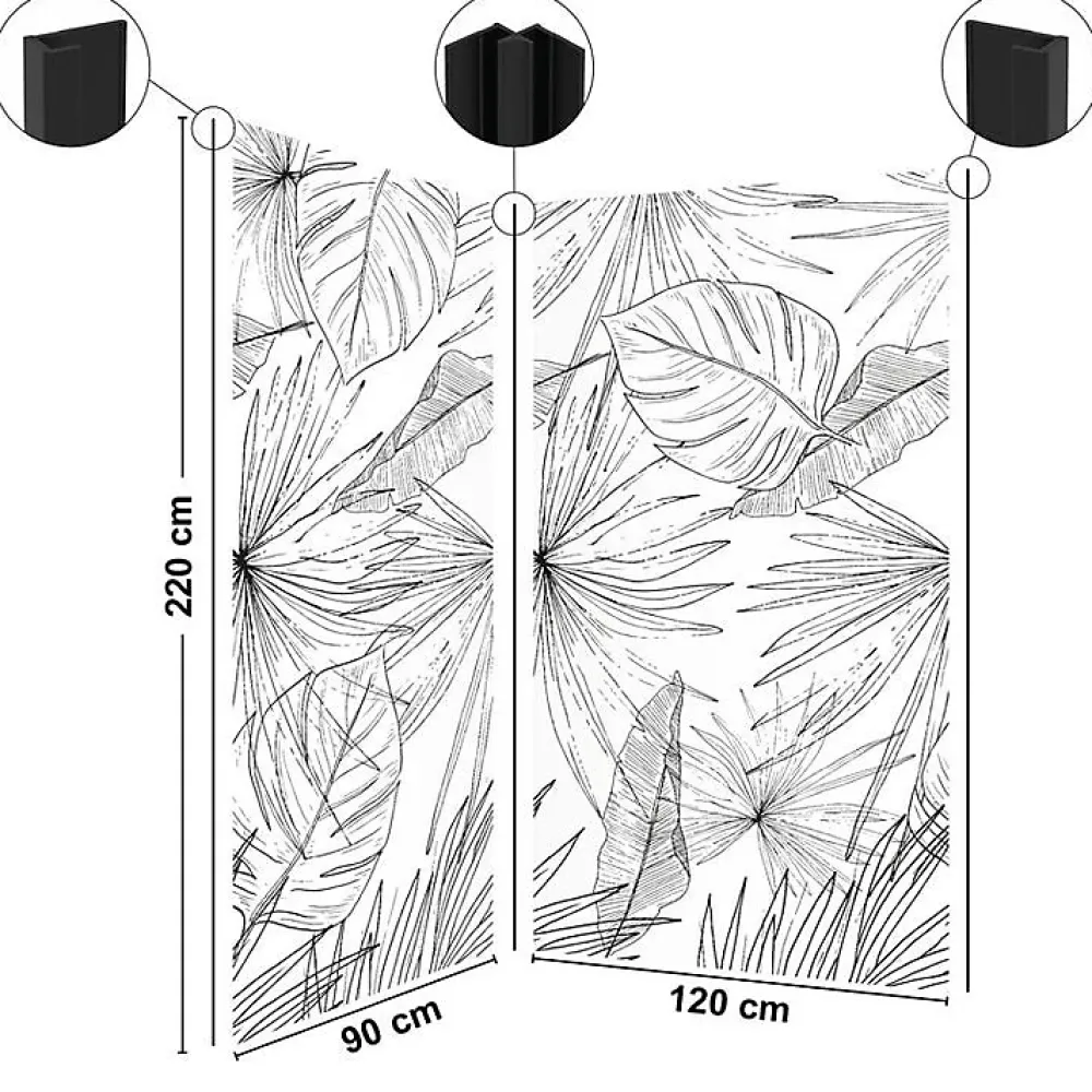 Panneau Mural De Salle De Bains|99Deco Lot de 2 panneaux de douche en PVC (90x220 & 120x220 cm) + profilés noir - Lamnar - Noir