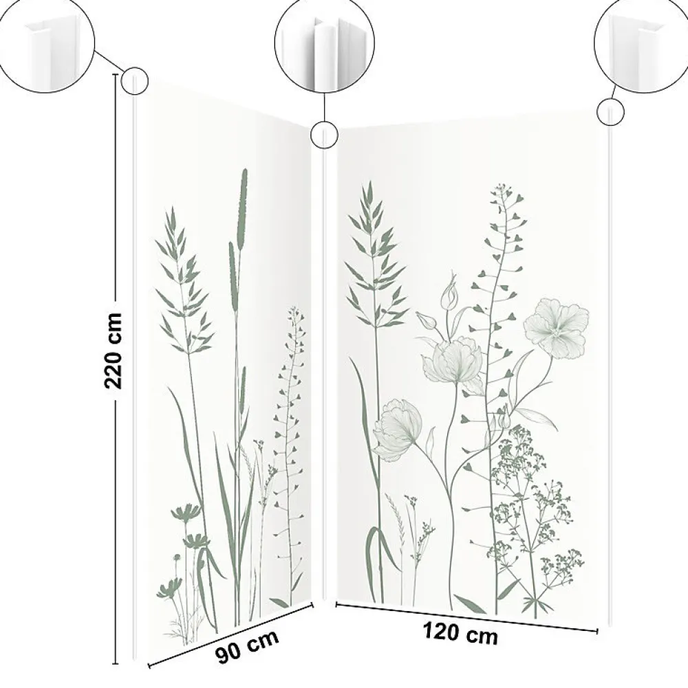 Panneau Mural De Salle De Bains|99Deco Lot de 2 panneaux de douche en aluminium (90x220 & 120x220 cm) + profilés blanc - Vegetalist - Marron