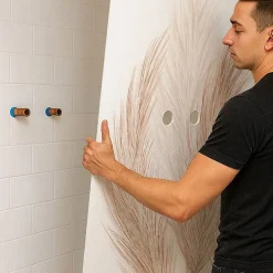 99Deco Lot de 2 panneaux de douche en PVC (90x220 & 120x220 cm) + profilés blanc - Pampa - Marron