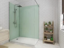 Vente-unique Lot de 2 panneaux muraux de douche vert clair en aluminium avec profilés - L90 x L120 x H210 cm - ITZIAR