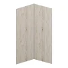 Panneau Mural De Salle De Bains|Vente-unique Lot de 2 panneaux muraux de douche effet bois clair en aluminium avec profilés - 2 x L90 x H210 cm- ENEKO