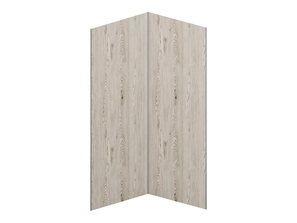 Panneau Mural De Salle De Bains|Vente-unique Lot de 2 panneaux muraux de douche effet bois clair en aluminium avec profilés - 2 x L90 x H210 cm- ENEKO
