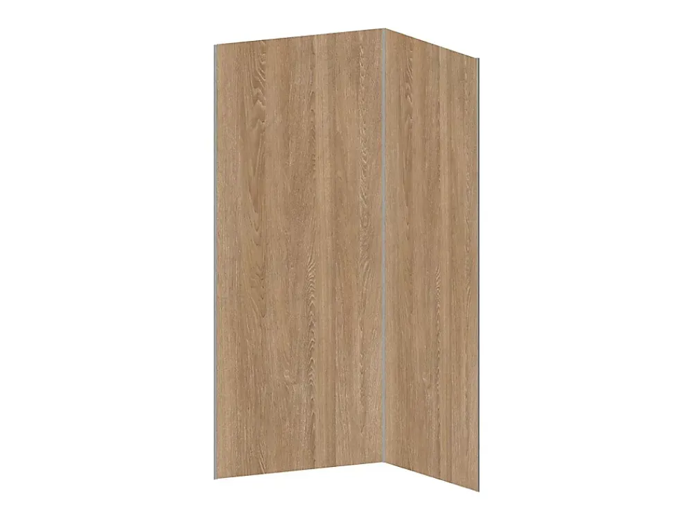Vente-unique Lot de 2 panneaux muraux de douche effet bois en aluminium avec profilés - L90 x L120 x H210 cm - ENEKO