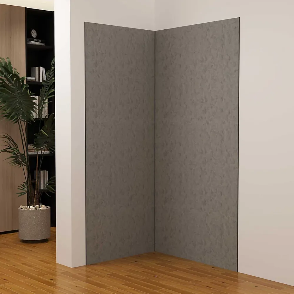 AICA Sanitaire Lot de 2 panneaux muraux de douche gris mural aluminium avec 3 profiles - L.90 x L.90 x H.210 cm - facile à nettoyer