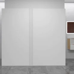 Panneau Mural De Salle De Bains|AICA Sanitaire Lot de 2 panneaux muraux de douche blanc mural aluminium avec 1 profile - L.100 x L.120 x H.210 cm - durable et facile à nettoyer