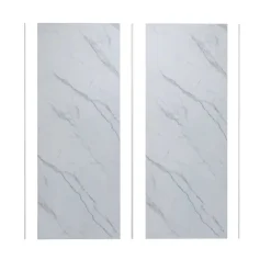 AICA Sanitaire Lot de 2 panneaux muraux de douche effet Marbre en Aluminium avec 3 profilés,L100xL100xH210cm ,Protection murale,Antimoisissure