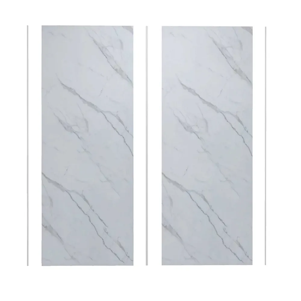 AICA Sanitaire Lot de 2 panneaux muraux de douche effet Marbre en Aluminium avec 3 profilés,L100xL100xH210cm ,Protection murale,Antimoisissure