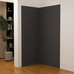 Panneau Mural De Salle De Bains|AICA Sanitaire Lot de 2 panneaux muraux de douche Noir mural aluminium avec 3 profiles - L.90 x L.120 x H.210 cm - durable et facile à nettoyer
