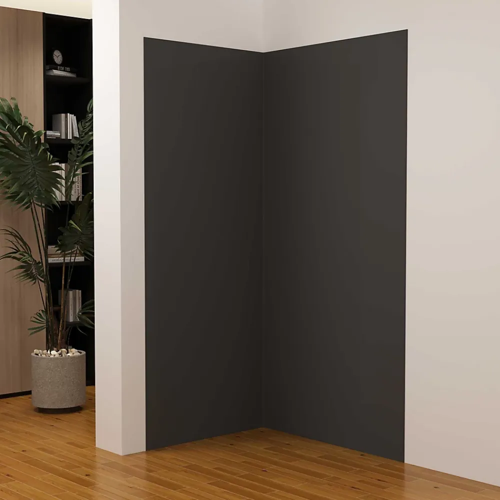 Panneau Mural De Salle De Bains|AICA Sanitaire Lot de 2 panneaux muraux de douche Noir mural aluminium avec 3 profiles - L.90 x L.120 x H.210 cm - durable et facile à nettoyer