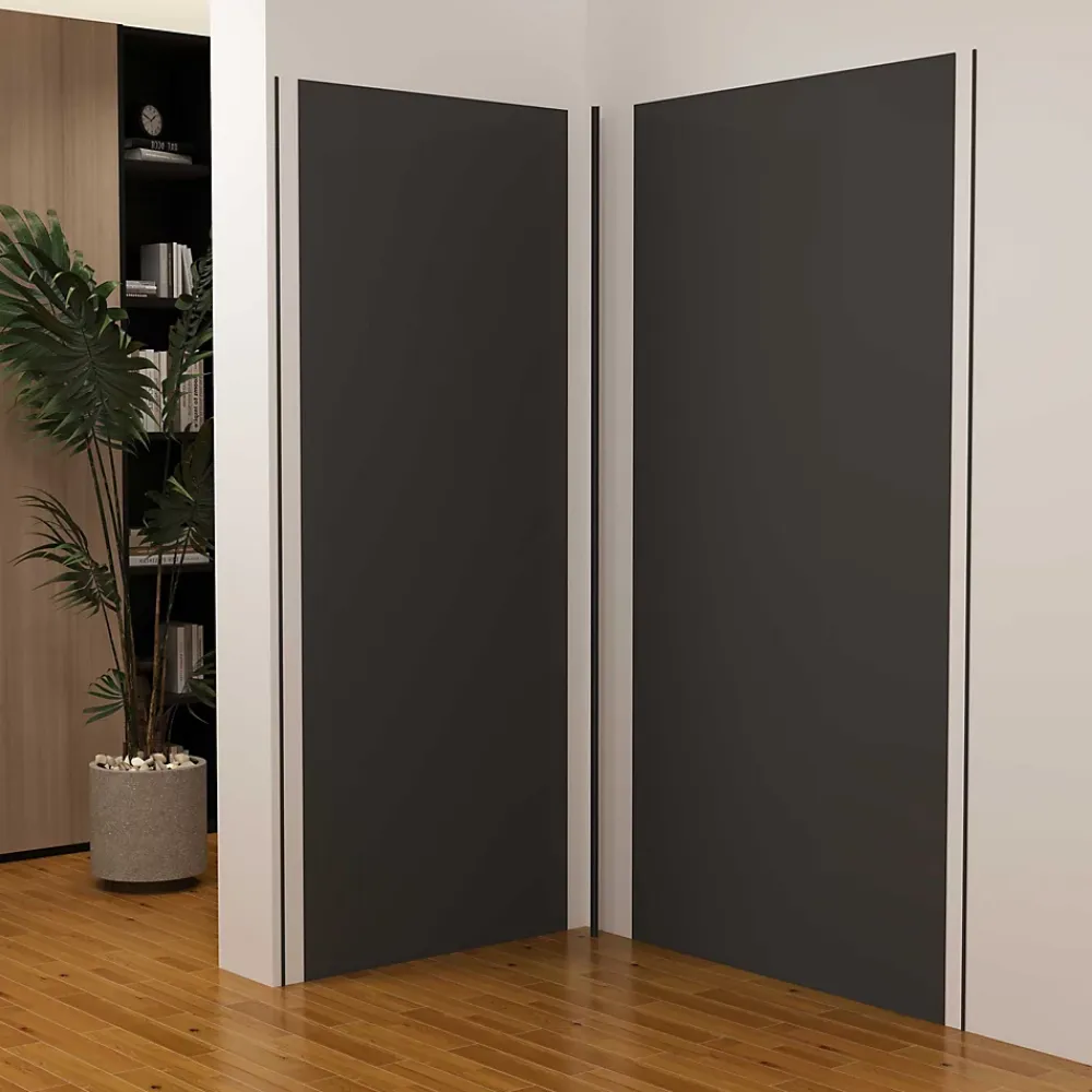 Panneau Mural De Salle De Bains|AICA Sanitaire Lot de 2 panneaux muraux de douche Noir mural aluminium avec 3 profiles - L.90 x L.120 x H.210 cm - durable et facile à nettoyer