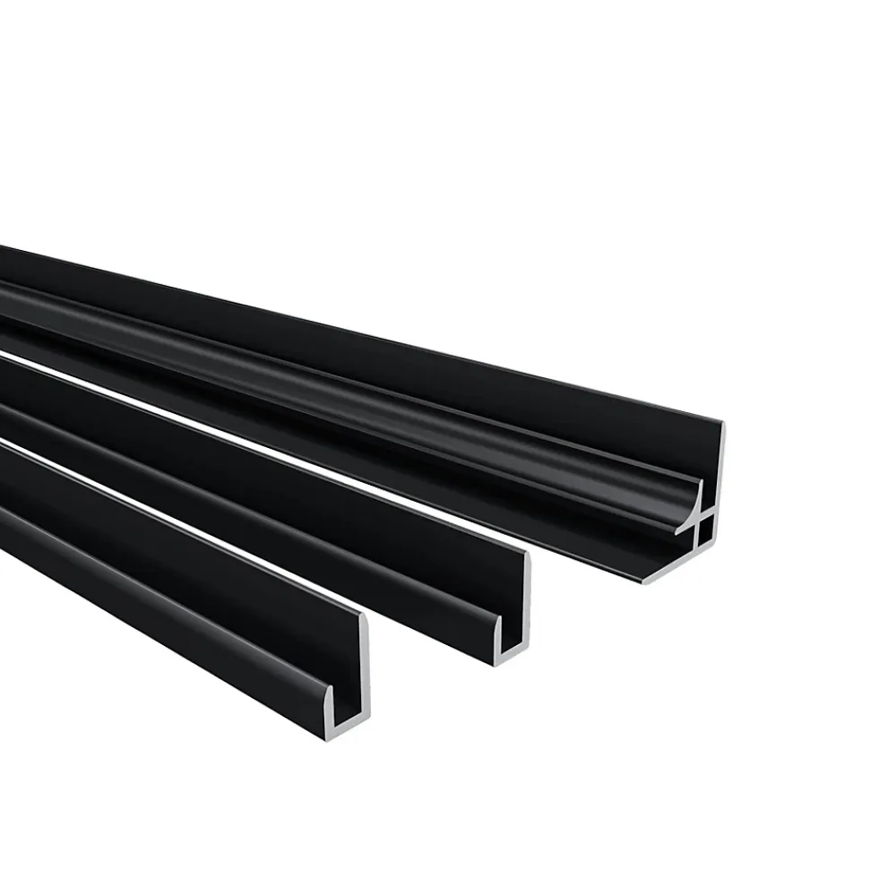 Panneau Mural De Salle De Bains|AICA Sanitaire Lot de 2 panneaux muraux de douche Noir mural aluminium avec 3 profiles - L.90 x L.120 x H.210 cm - durable et facile à nettoyer