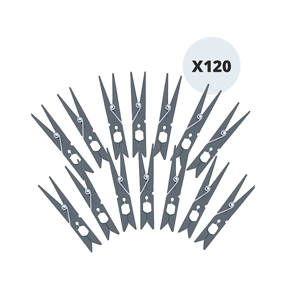 MSV Lot de 120 pinces à linge incassables grises