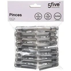 Etendoir À Linge|5Five Lot de 16 pinces à linge en inox -