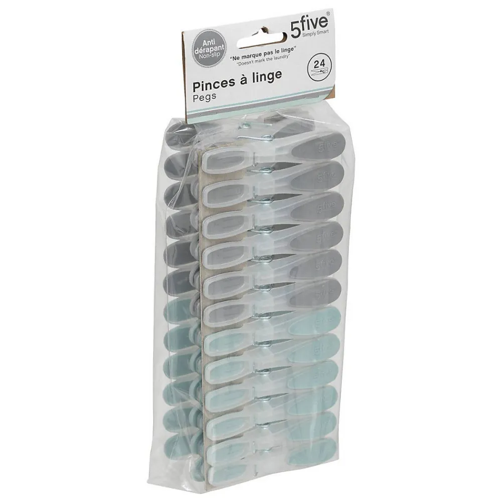 Etendoir À Linge|5Five Lot de 24 pinces à linge en plastique Rubber -