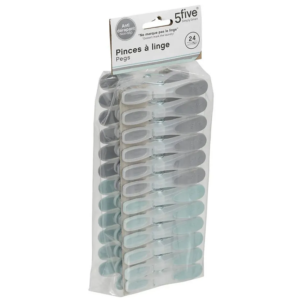 Etendoir À Linge|5Five Lot de 24 pinces à linge en plastique Rubber -