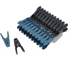 Paris Prix Lot de 24 Pinces à Linge "Rondes" 8cm Anthracite & Bleu Paon