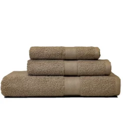 Kiamami Valentina Lot De 3 Serviettes De Toilette Coordonnées En Coton Éponge De Couleur Noisette, De Tailles Différentes