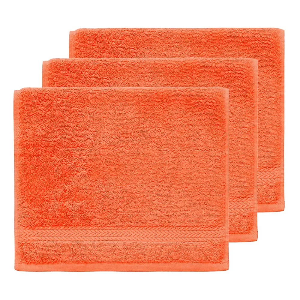 Sensei Maison Lot de 3 serviettes invité 550 g/m² Corail 30x50 cm LUXURY