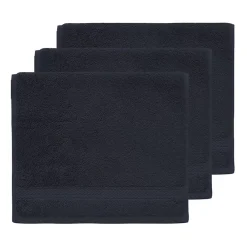 Serviette De Toilette|Sensei Maison Lot de 3 serviettes invité 550 g/m² Bleu Nuit 30x50 cm LUXURY