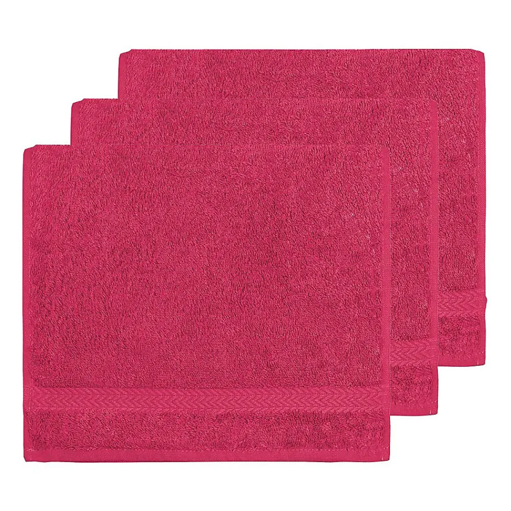 Serviette De Toilette|Sensei Maison Lot de 3 serviettes invité 550 g/m² Rose Indien 30x50 cm LUXURY