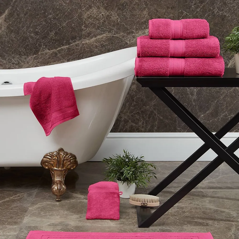Serviette De Toilette|Sensei Maison Lot de 3 serviettes invité 550 g/m² Rose Indien 30x50 cm LUXURY