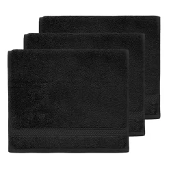 Serviette De Toilette|Sensei Maison Lot de 3 serviettes invité 550 g/m² Noir 30x50 cm LUXURY