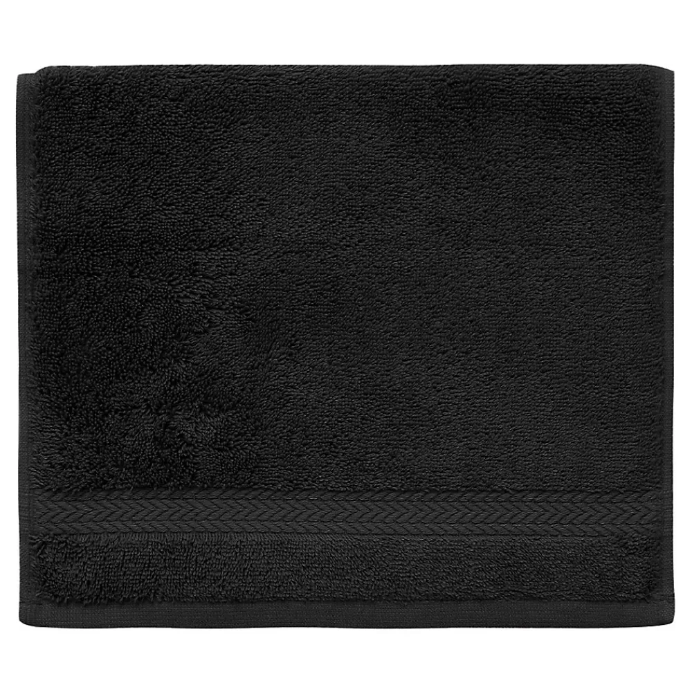 Serviette De Toilette|Sensei Maison Lot de 3 serviettes invité 550 g/m² Noir 30x50 cm LUXURY