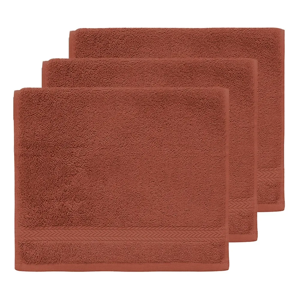 Serviette De Toilette|Sensei Maison Lot de 3 serviettes invité 550 g/m² Terracota 30x50 cm LUXURY