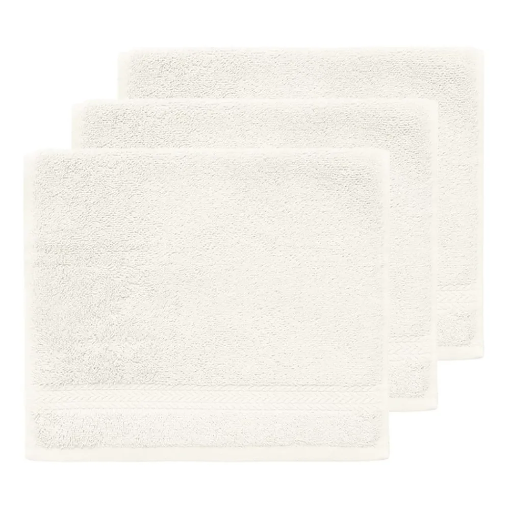 Serviette De Toilette|Sensei Maison Lot de 3 serviettes invité 550 g/m² Ecru 30x50 cm LUXURY