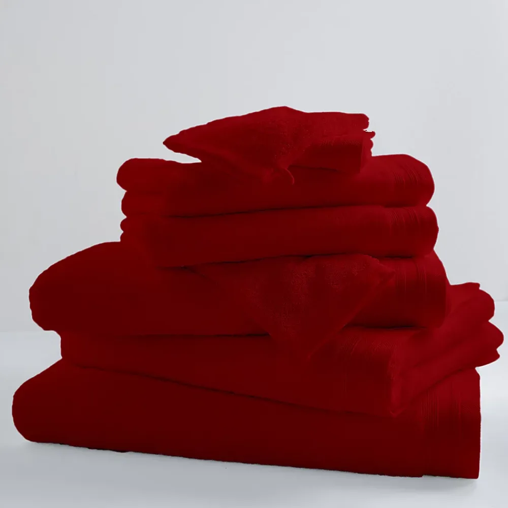 Tradilinge Lot de 2 Serviettes Invités Unies et Colorées (33x50 cm - Griotte)