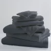 Serviette De Bain|Tradilinge Lot de 2 Serviettes Invités Unies et Colorées (33x50 cm - Noir)