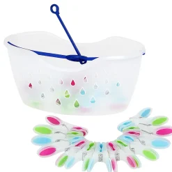 Etendoir À Linge| Lot Panier + 24 pinces à linge bi-matière MSV
