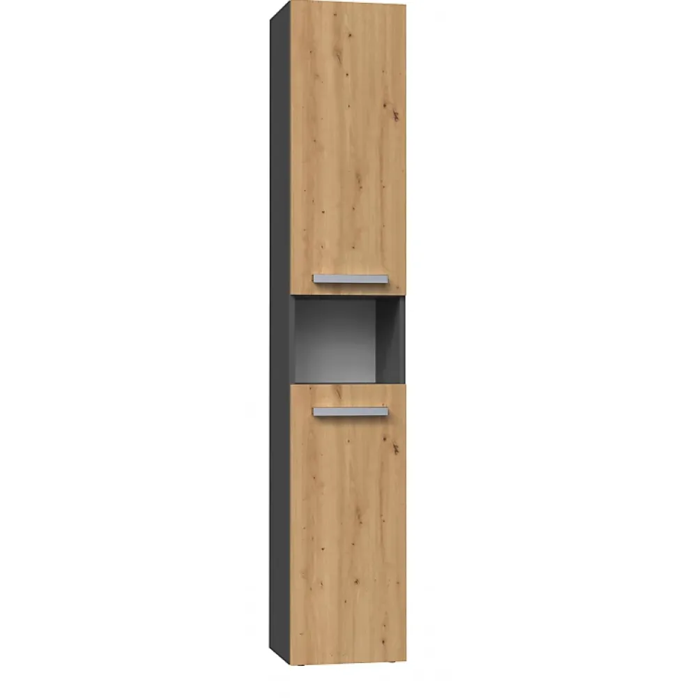 Meuble De Salle De Bains Faible Profondeur|Colonne De Salle De Bains|Topeshop LUANA - Meuble salle de bain 2 portes - 31x30x174 cm - Colonne rangement SDB