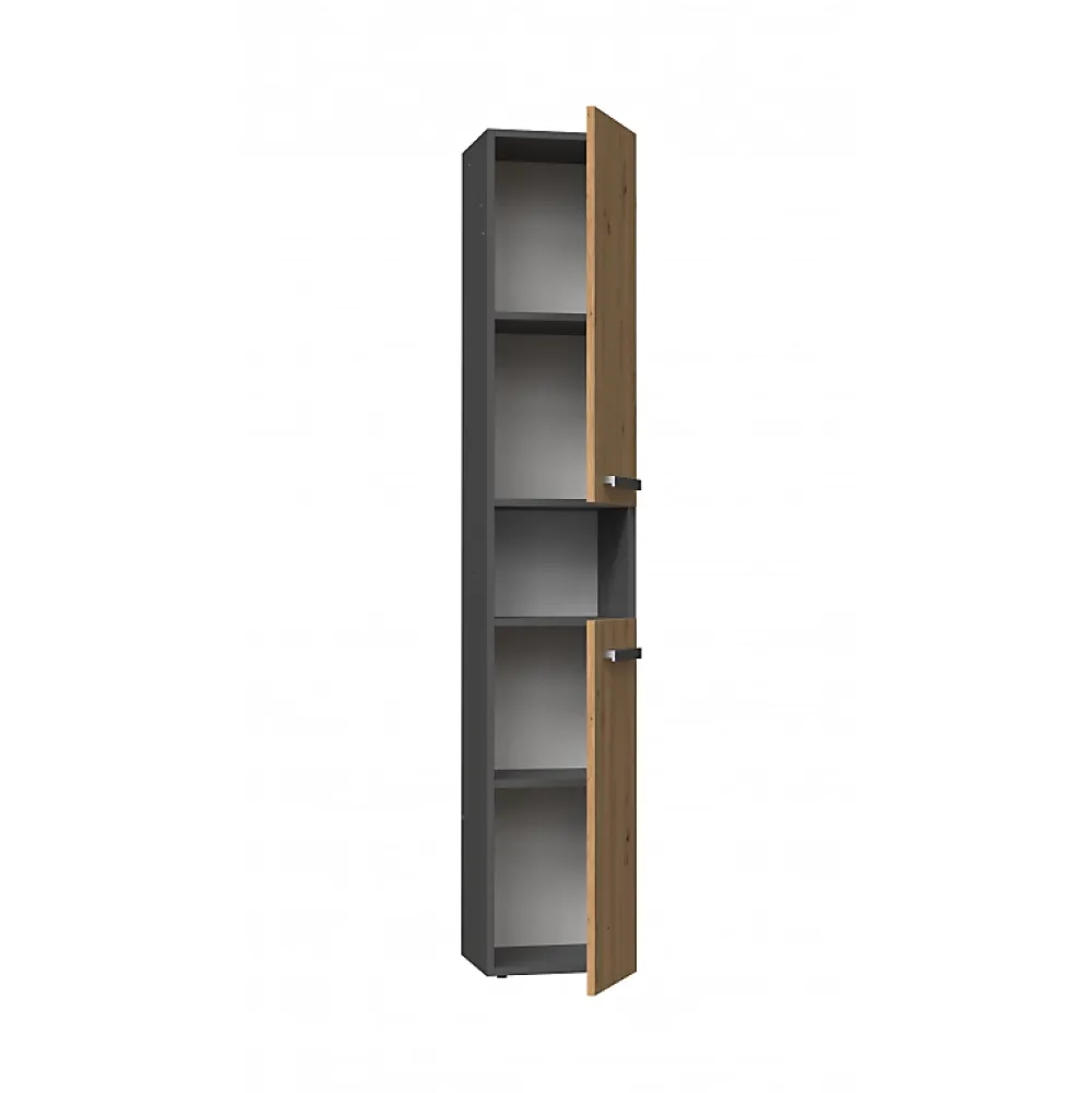 Meuble De Salle De Bains Faible Profondeur|Colonne De Salle De Bains|Topeshop LUANA - Meuble salle de bain 2 portes - 31x30x174 cm - Colonne rangement SDB