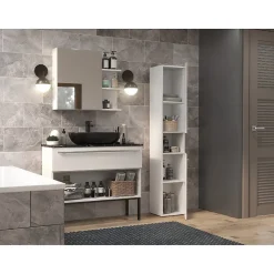 Topeshop LUANA - Meuble salle de bain 2 portes - Dimensions 31x30x174 cm - Colonne rangement SDB