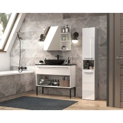 Topeshop LUANA - Meuble salle de bain 2 portes - 31x30x174cm - Colonne rangement SDB