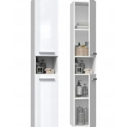 Topeshop LUANA - Meuble salle de bain 2 portes - 31x30x174cm - Colonne rangement SDB