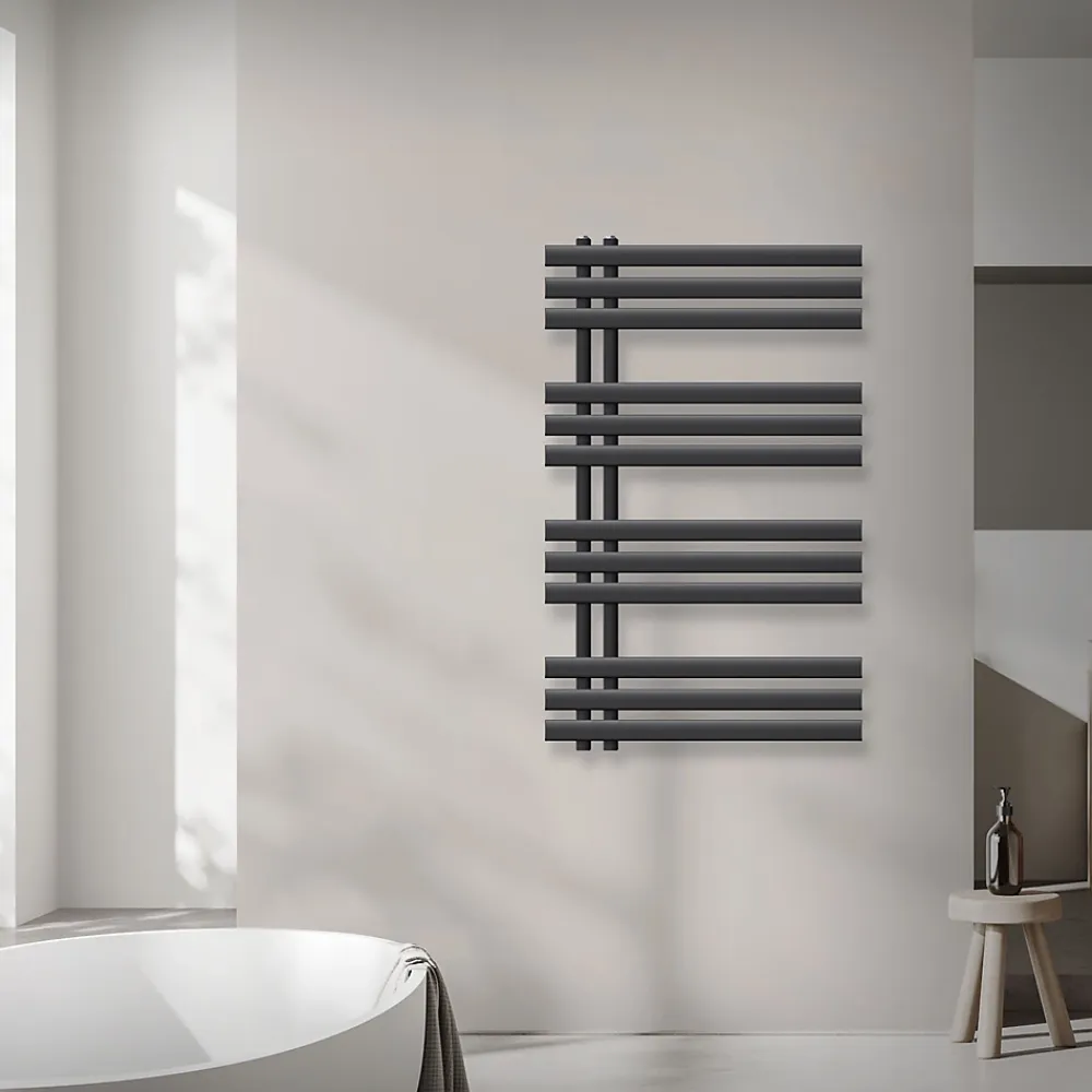 Sèche-Serviettes Mixte|Luxebath Radiateur de Salle de Bain Iron EM 600x1000 mm Anthracite Raccord Central
