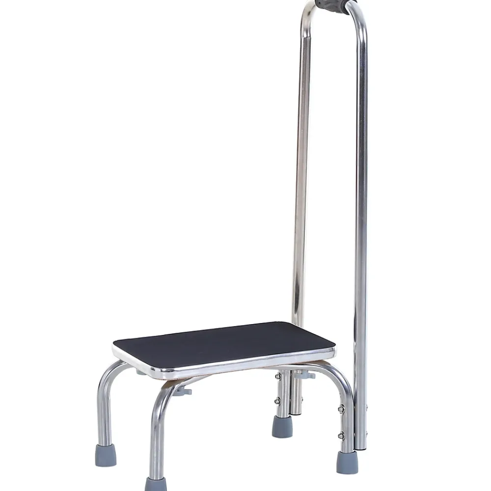 Homcom Marche avec barre d'appui - marchepied de sécurité - marche d'accès au bain - plateforme & patins antidérapants - acier galvanisé